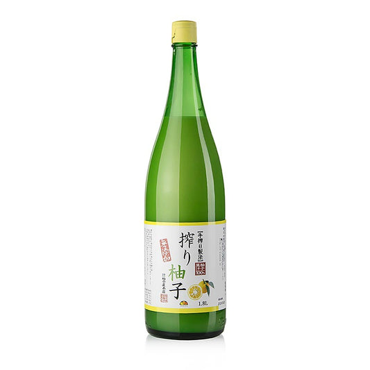 Yuzu Saft, 100 % Zitrusfruchtsaft, 1,8 l - Handgepresster, köstlich herber Yuzusaft ohne Salz, ideal für Ponzu, Dressing und asiatische Gerichte wie Ramen und Desserts