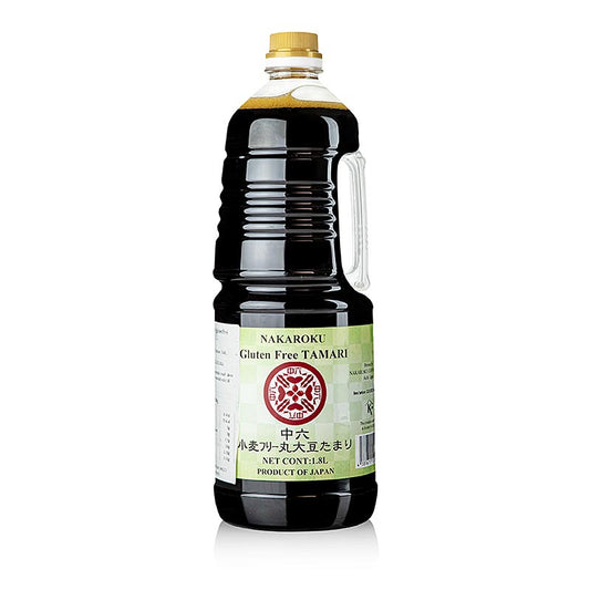 Soja-Sauce - Tamari, Nakaroku, glutenfrei, hergestellt in Japan, in einer Größe von 1,8 Litern