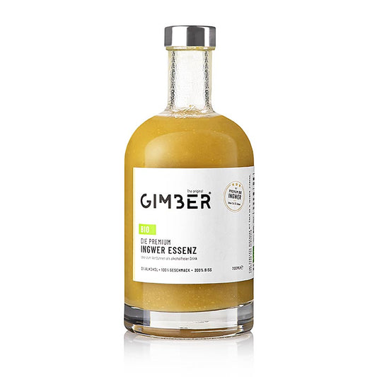 Gimber - Ingwerkonzentrat, BIO, 700 ml - Kräftiger 0 % Alkohol-Essenz mit hochwertigem Ingwer, Zitrone, Kräutern und Gewürzen für Cock & Mocktails, Küche & Patisserie