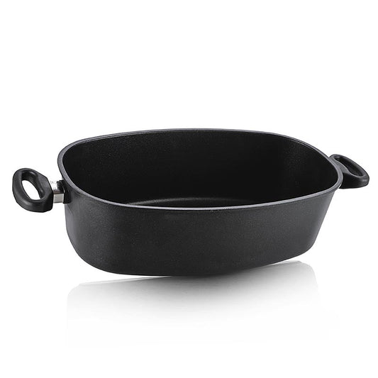 AMT Gastroguss Jumbobräter mit Seitengriffen, Induktion, 40x24x12cm, langlebiges Gusseisen, perfekt für größere Portionen