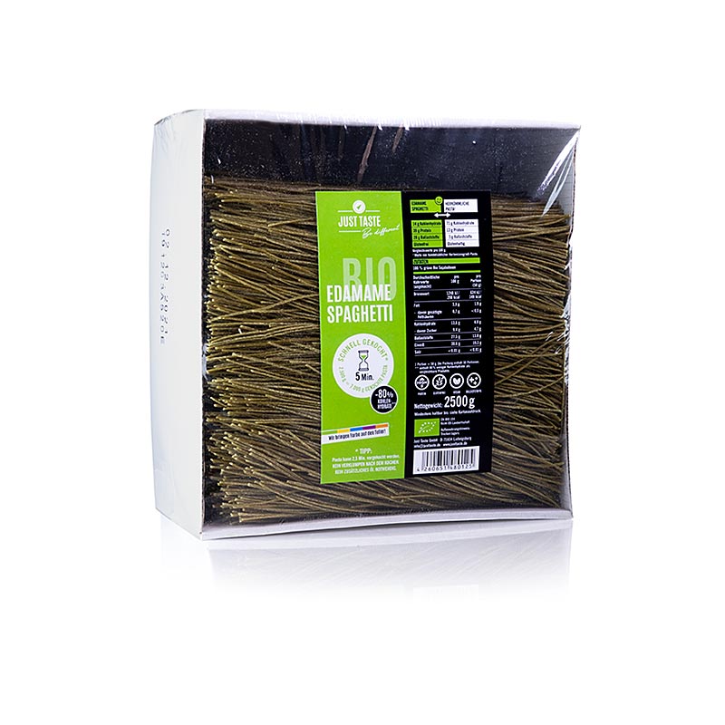 Edamame-Spaghetti, glutenfrei, BIO, 2,5 kg - Vegane Nudel aus Edamame Bohnen mit nussigem Geschmack und grüner Farbe