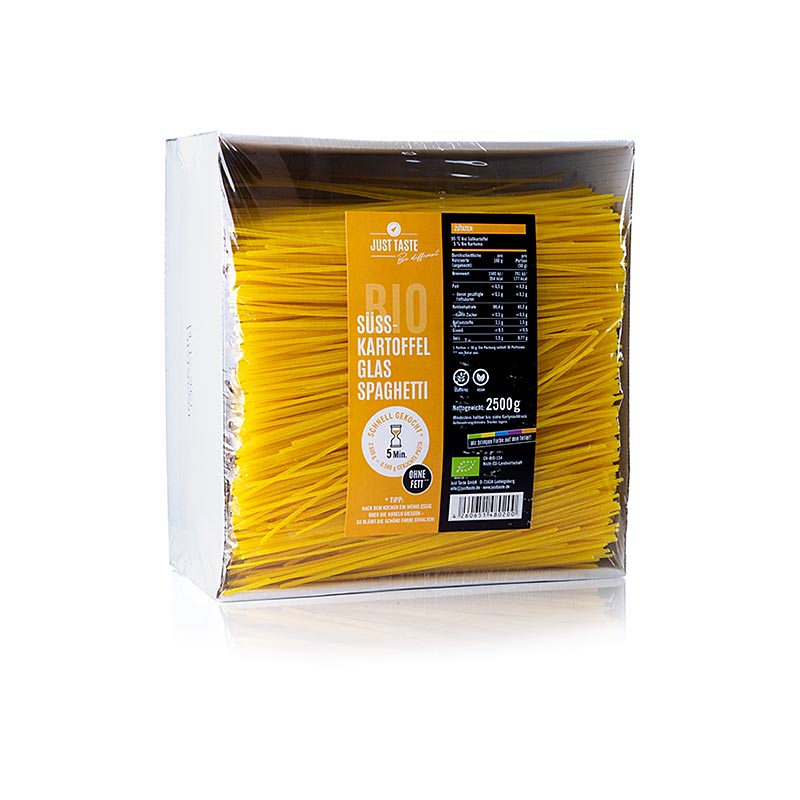 Glutenfreie BIO Gelbe Süßkartoffel Glasnudel Spaghetti, ideal für vegane asiatische Gerichte wie Sommerrollen und Pad Thai, angenehmer Biss und vielseitig einsetzbar, 2,5 kg