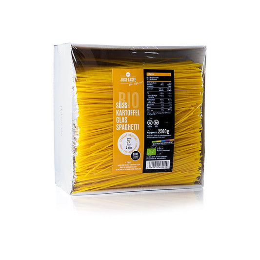 Glutenfreie BIO Gelbe Süßkartoffel Glasnudel Spaghetti, ideal für vegane asiatische Gerichte wie Sommerrollen und Pad Thai, angenehmer Biss und vielseitig einsetzbar, 2,5 kg