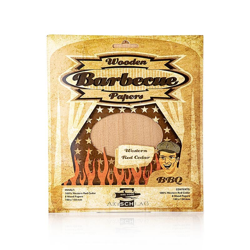 Wood Papers Wraps Western Red Cedar (Zeder), 190x150mm (Papierrinde), 8 Blatt | Non Food / Hardware / Grillzubehör | thungourmet