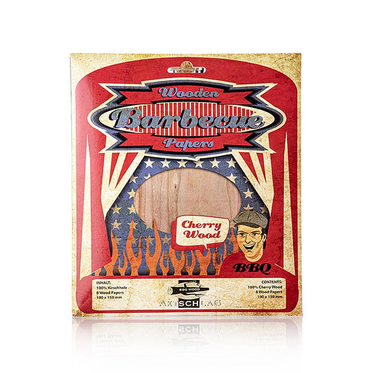 Holzpapierhüllen mit Kirschgeschmack, 190x150mm, ideal zum Verpacken von Delikatessen, Fleisch und Käse Haltbares Rindenpapier für authentischen Look Packung mit 8 Blättern