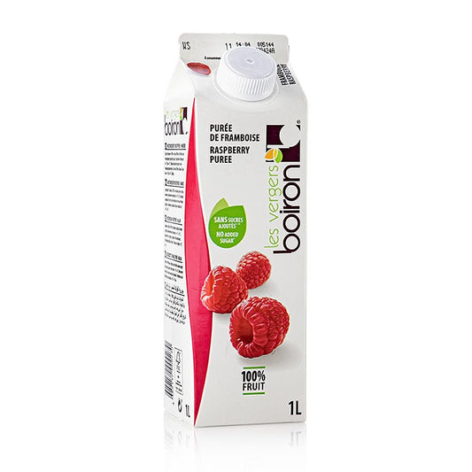 Himbeer Püree von Boiron, 100% Frucht, pasteurisiert, ideal für Desserts, Eiscreme, Sorbets, Saucen und Cocktails, in 1-Liter-Flasche erhältlich