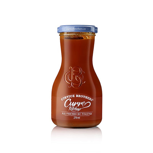 Bio-Curry-Ketchup von Curtice Brothers, hergestellt mit hochwertigen biologischen Zutaten, ideal für Grillabende, Pommes oder als Dip