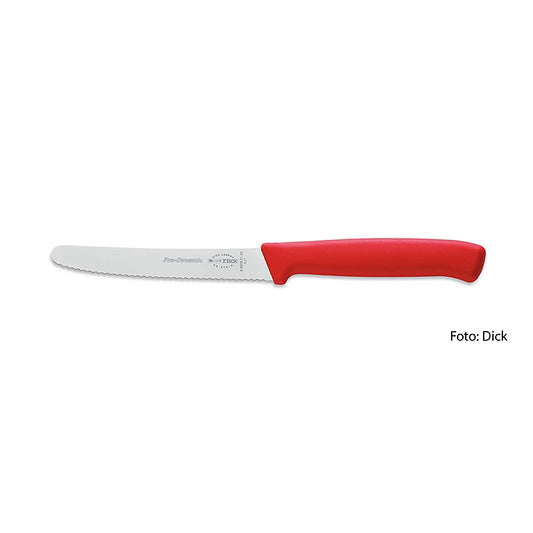 Hochwertiges Kräutermesser von DICK, 11 cm, mit gezackter roter Klinge, ergonomischem Griff, ideal für Fleisch, Gemüse und Brot Unverzichtbares Küchenwerkzeug für Hobby- und Profiköche