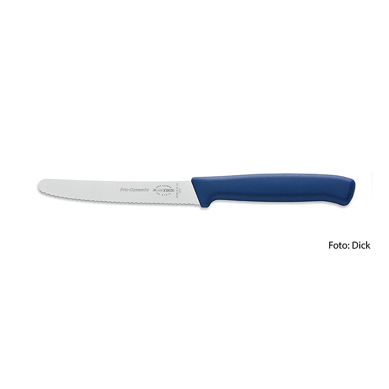 Handwerksmesser mit 11 cm langer blauer Wellenschliffklinge von DICK, geeignet für Präzisionsarbeiten in der Küche, ergonomischer Griff für sicheren Halt, perfekt zum Schneiden von Gemüse, Hacken von Kräutern und Zerkleinern von Fleisch