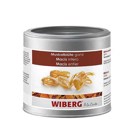 Eine Packung Wiberg Muskatblüte, ganz, 80 g, ideal für verschiedene Gerichte