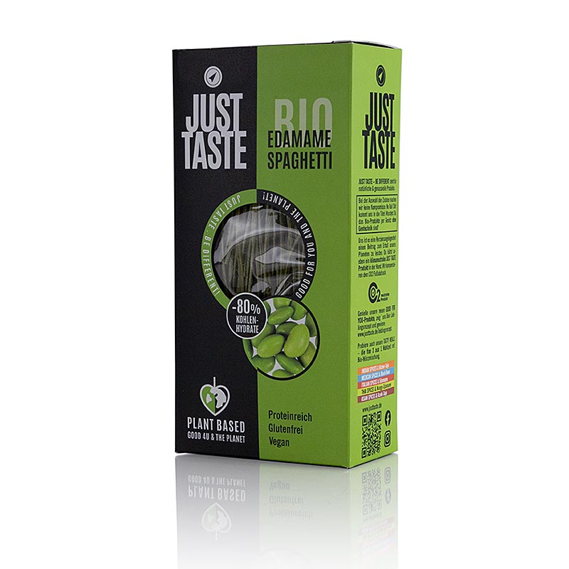 Bio glutenfreie Just Taste Edamame Spaghetti, 250 g, hergestellt aus 100% Edamame-Bohnen, proteinreich und nahrhaft, ideal für warme und kalte Gerichte, eine gesunde Alternative zu herkömmlichen Nudeln