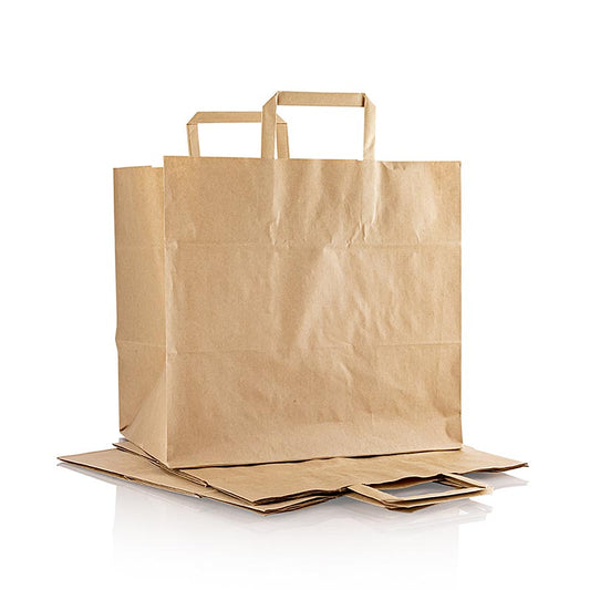 Tragetasche aus braunem Kraftpapier, 320x210x320mm, 200 Stück, umweltfreundlich und recycelbar, ideal für Delikatessen und Gerichte