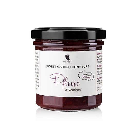 Fruchtaufstrich Sweet Garden Confiture Pflaume & Veilchen Mea Rosa 180g - traditionell hergestellt, sonnengereifte Früchte, ohne Gelierzucker, intensiver fruchtiger Geschmack, fein abgestimmte Komposition