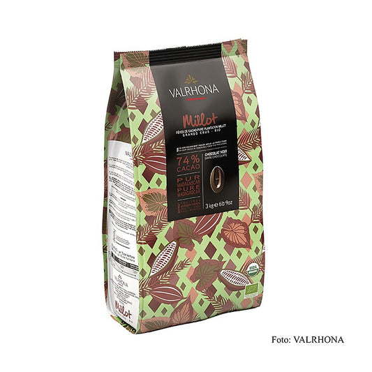 Valrhona Millot, dunkle Couverture, 74% Kakao, Callets (31508), BIO, 3 kg