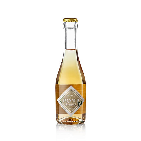 Flasche POMP Bio-Aperitif, 0,0, feinherb, ohne Alkohol, BIO, 200 ml, köstlicher trockener Aperitif aus natürlichen Zutaten, ideal für bewusstes Genießen, perfekt für gemütliche Abende oder besondere Momente, bequeme Online-Bestellung