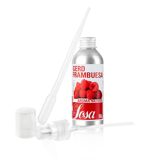 Flüssiges Himbeeraroma von SOSA, 50 g, natürliche und vielseitige Verfeinerung für Desserts, Kuchen, Eiscreme und Getränke