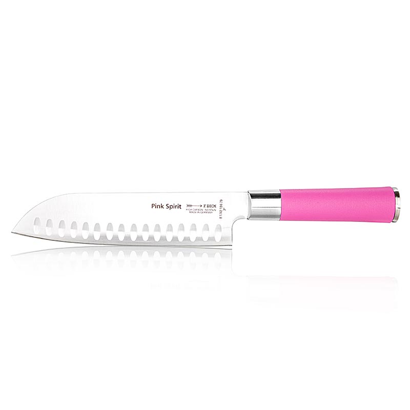 Rosa Spirit Santoku Kullenschliff Messer, 18cm, von DICK, spendet 2 an Pink Ribbon Deutschland für jedes verkaufte Messer