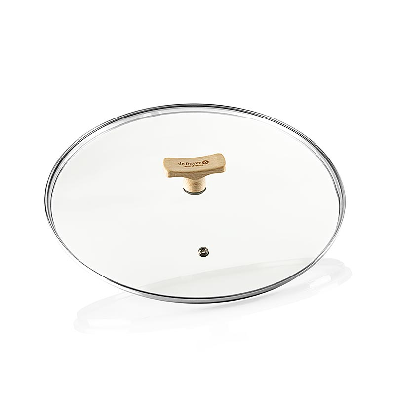 Glasdeckel mit Buchenholzgriff, Ø 28cm, für verschiedene Pfannen, stilvoll und funktional