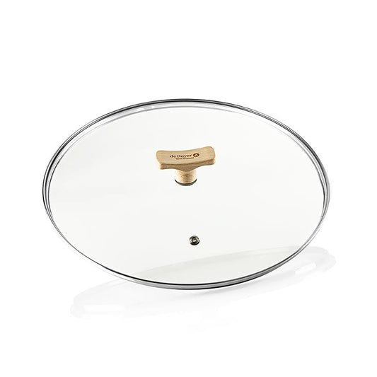 Glasdeckel mit Buchenholzgriff, Ø 28cm, für verschiedene Pfannen, stilvoll und funktional