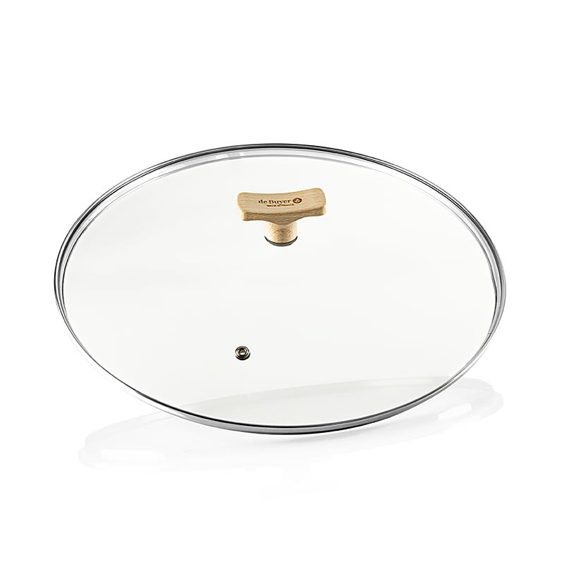 Glasdeckel aus hitzebeständigem Glas mit Buchenholzgriff, passend für 32cm Pfannen Spülmaschinenfest und elegant – eine praktische Ergänzung für Ihre Küche