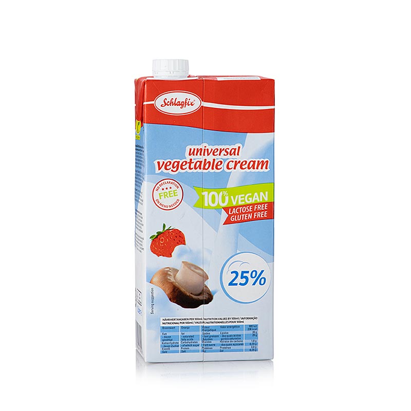 Vegane Schlagcreme Universell von Schlagfix, 25% Fett, ideal für Desserts und Kuchen, 1 Liter, langhaltbar und vielseitig einsetzbar