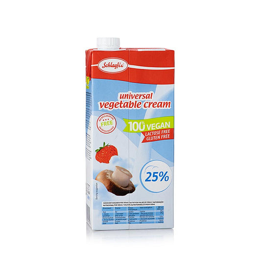 Vegane Schlagcreme Universell von Schlagfix, 25% Fett, ideal für Desserts und Kuchen, 1 Liter, langhaltbar und vielseitig einsetzbar