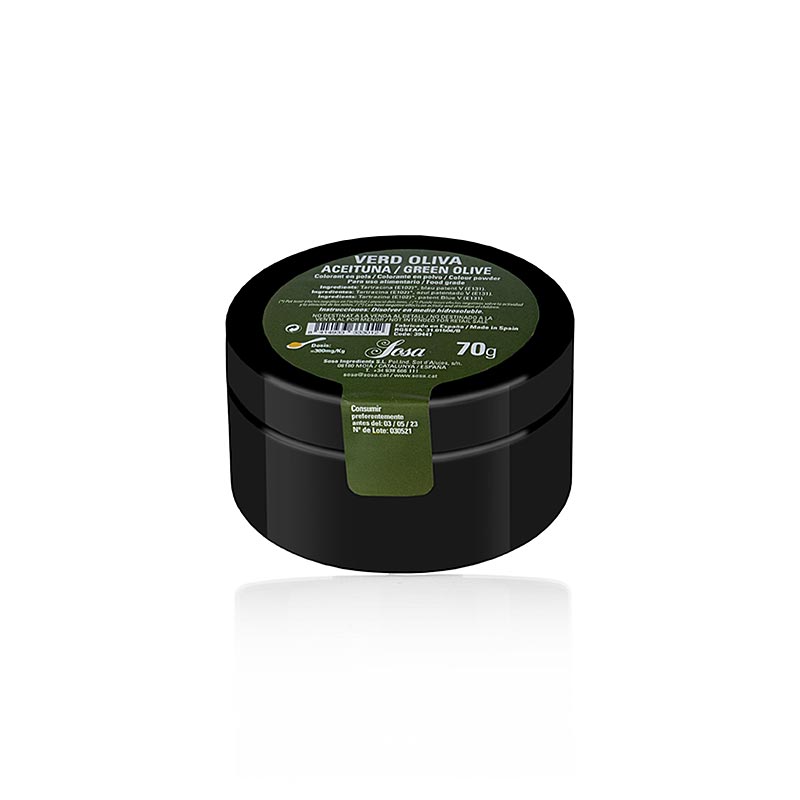 Sosa Lebensmittelfarbe Olivgrün, Puder, wasserlöslich (39441), 70 g - hochwertiges, wasserlösliches Pulver zum Färben von Teig, Soßen und mehr