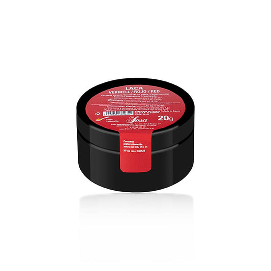 Sosa Lebensmittelfarbe Rot, Puder, fettlöslich (39442), 20 g - Hochwertiger Farbstoff in Pulverform für professionelle Nutzung in Gastronomie und zu Hause, um Backwaren, Schokolade und mehr eine intensive rote Farbe zu verleihen