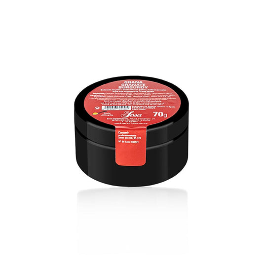 Granatapfel-/Bordeauxrot Pulverfarbe von Sosa, wasserlöslich, ideal zum Färben von Kuchen und Desserts, 70 g Packung