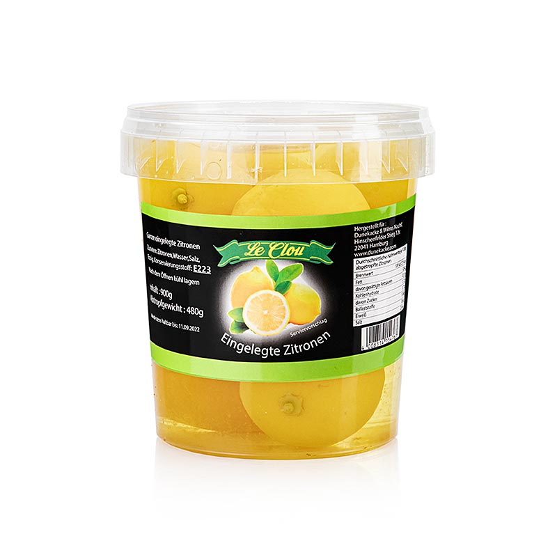 Eingelegte ganze Zitronen, gesalzen, 900 g - Einzigartige Zitronen in Salzlake zur Verwendung in nordafrikanischen Gerichten und zum Aromatisieren von Suppen, Saucen und Gemüse