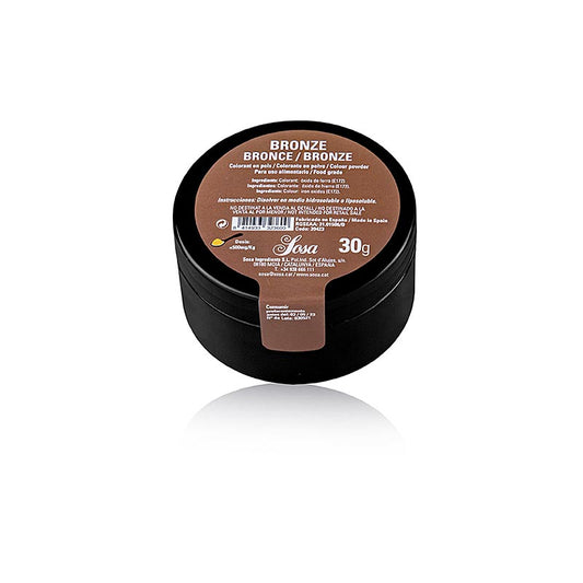 Sosa Lebensmittelfarbe Bronze, Puder, wasserlöslich (39423), 30 g - Pulverform zum Einfärben von Kuchen, Schokolade, Marzipan und Eiscreme, vielseitig einsetzbar in der Profi- und Hobbyküche