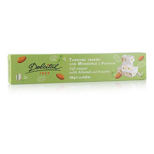 Torrone Riegel - Mandel & Pistazien, weich, Dolcital, 130 g - leckeres italienisches Süßwarenprodukt