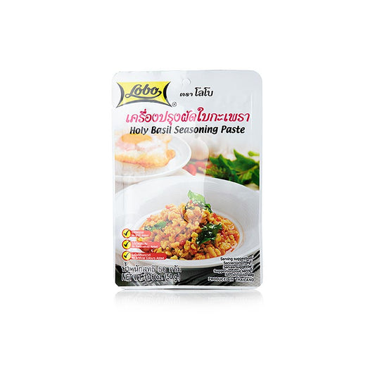 Würzpaste Holy Basilikum von Lobo, 50 g, ideal für authentische thailändische Gerichte, intensiver Geschmack, hergestellt aus frischen Basilikumblättern