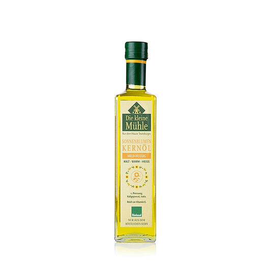 Sonnenblumenkernöl, Die kleine Mühle, BIO, 500 ml - 100% biologisch, schonend gepresst, vielseitig verwendbar - kaufen Sie Sonnenblumenkernöl in der Schweiz