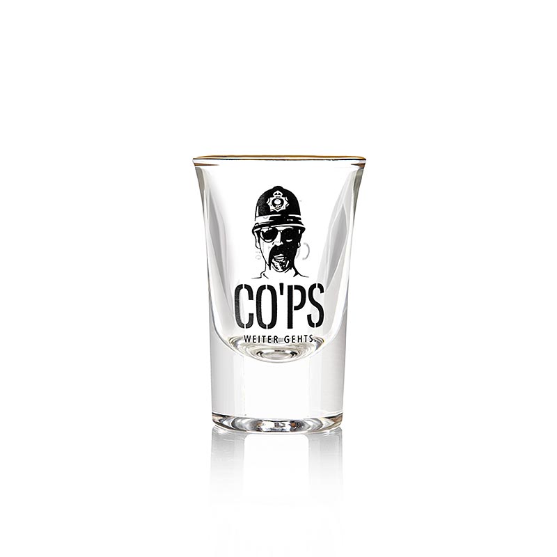 Cops Shotglas 2cl mit Goldrand, 20 ml - Elegantes, handgefertigtes Glas für Schnaps und Liköre