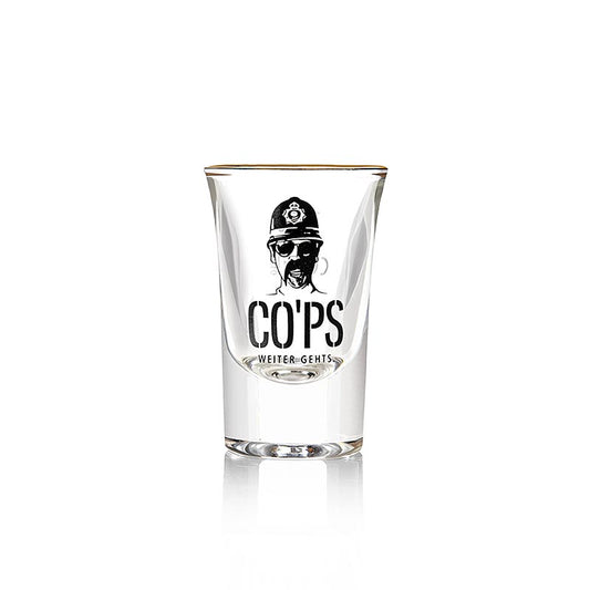Cops Shotglas 2cl mit Goldrand, 20 ml - Elegantes, handgefertigtes Glas für Schnaps und Liköre