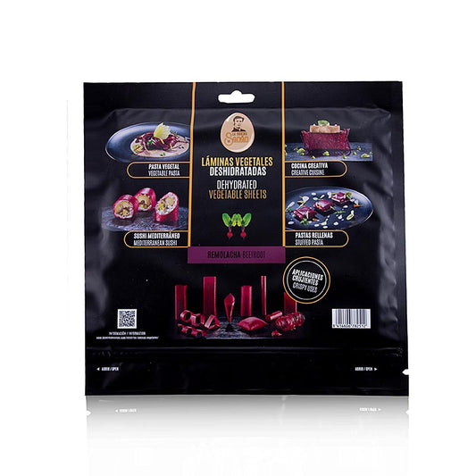 Vegetarisches Esspapier Rote Bete, La Cocina de Senén, 220 g, 10 Blatt - Vielseitig verwendbare Gemüseblätter für kreative Avantgarde-Küche, zum Frittieren, Dämpfen, als Sushi oder Pasta, auch zum Formen von knusprigen Chips und dekorativen Ravioli