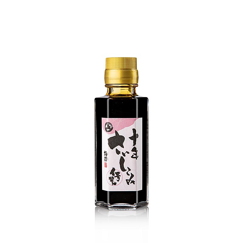 Alt text: Ando Jozo's 100 ml Shoyu Saishikomi Soja-Sauce, aged for 10 years (German)
