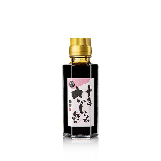 Alt text: Ando Jozo's 100 ml Shoyu Saishikomi Soja-Sauce, aged for 10 years (German)
