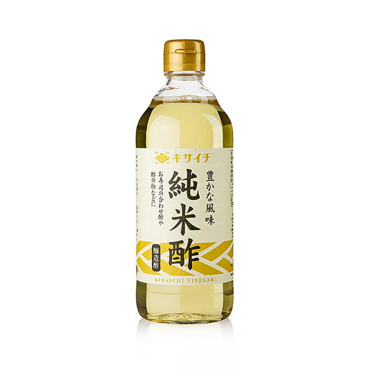 Reisessig - Junmaisu, Kisaichi, Japan, 500 ml - 100% Reis-Wein Essig aus japanischem Reis mit hoher Aminosäure und perfekter Balance von Aroma, Säure und Umami, ideal für rohe/nicht erhitzte Speisen wie Sushi-Reis, Gari, Saba und japanische Salate, traditionell gebraut ohne Zusatzstoffe und geringe Säure für eine natürliche Süße des Sushireis