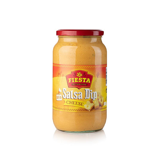Leckere Cheddar-Käse-Salsa-Dip von La Fiesta, ideal zum Verfeinern von Fleisch-, Reis-, Nudel- und Gemüsegerichten, perfekt zu Nachos, Tortillas oder auf Burritos