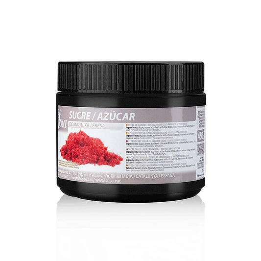 Sosa Zucker mit Erdbeeraroma (39298), 450 g - Hochwertiger Zucker mit natürlichem Erdbeeraroma, perfekt für die Zubereitung von Mousse, Bavarois, Eis, Sorbets und Teig, verpackt in einer praktischen 450-Gramm-Spenderdose
