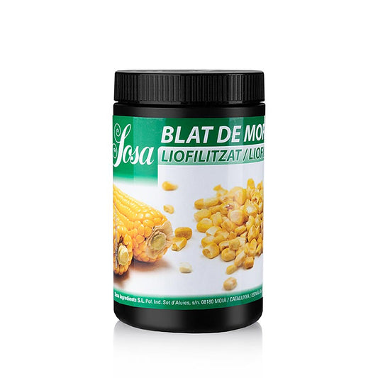 Gefriergetrockneter Mais, Körner (39488), 120 g von Sosa Ingredients SL, einem führenden Hersteller von Premium-Zutaten für Gastronomie und Konditorei in Spanien, mit handgemachten Keksen, traditionellen katalanischen Weihnachtsartikeln, Speiseeiszutaten, Nüssen, lyophilisierten Früchten, Texturierern, natürlichen Pflanzenextrakten und natürlichen Aromen