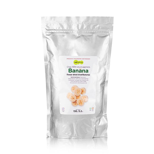 Gefriergetrocknete Bananenscheiben von TÖUFOOD LYOFËELING BANÄNA, 100% reifes Obst, knuspriger Snack, natürliche Quelle von Kalium und Ballaststoffen, 150g-Beutel für langanhaltende Frische
