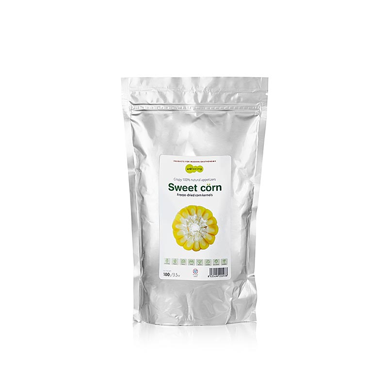 Gefriergetrockneter Mais von TÖUFOOD LYOFËELING, ganze Körner, 100g-Packung, ideal als gesunder Snack oder Beilage