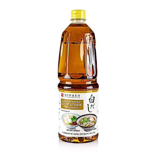 Flasche Shirodashi Gold flüssiges Würzmittel mit Algen, 1,8 l, ideal für Hobby- und Profiköche zur Verwendung in Suppen, Saucen und Marinaden, um eine einzigartige Umami-Note zu verleihen