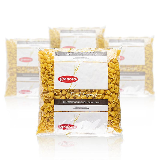 Großpackung mit 4 x 3000 g Granoro Conchiglie (Muschelnudeln) No105, ideal für Hobby- und Profiköche, perfekt für Saucen und Struktur in kulinarischen Kreationen