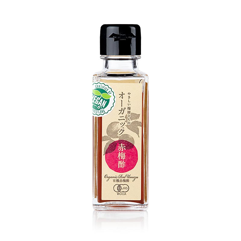 Umesu - Pflaumenessig, 100 ml: Japanischer Pflaumenessig mit besonderem Duft und breitem, vollmundigem Umami, ideal für schnelle Pickles und als besondere Note für Carpaccio von Jakobsmuschel oder weißfleischigem Fisch