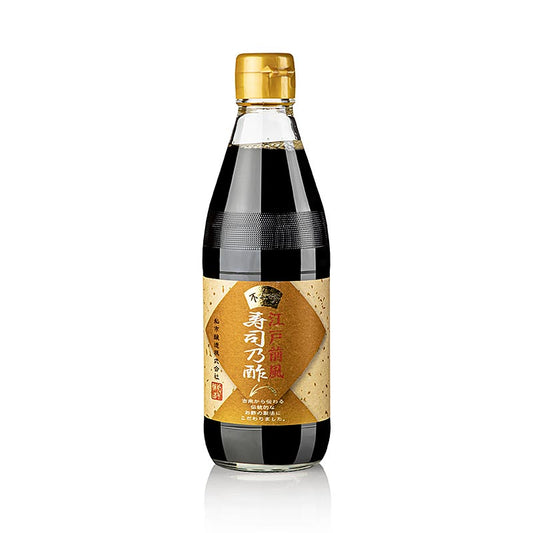 Bild eines Fläschchens Fujigin No Sushisu - Edo Mae-Style Sushi Essig, Kisaichi, Japan, 360 ml mit traditionellem rotem Sake-Trester Essig für die Zubereitung von Tokyo/Edo-Style Sushi