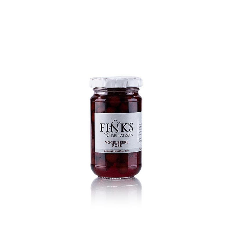 Vogelbeeren Rosé, mit Vogelbeerenbrand, Fink´s Delikatessen, 210 g - Köstliche Delikatesse aus süßen Vogelbeeren und Brandy, perfekt für Desserts und als Topping für Eiscreme, in einem praktischen 210g-Glas verpackt
